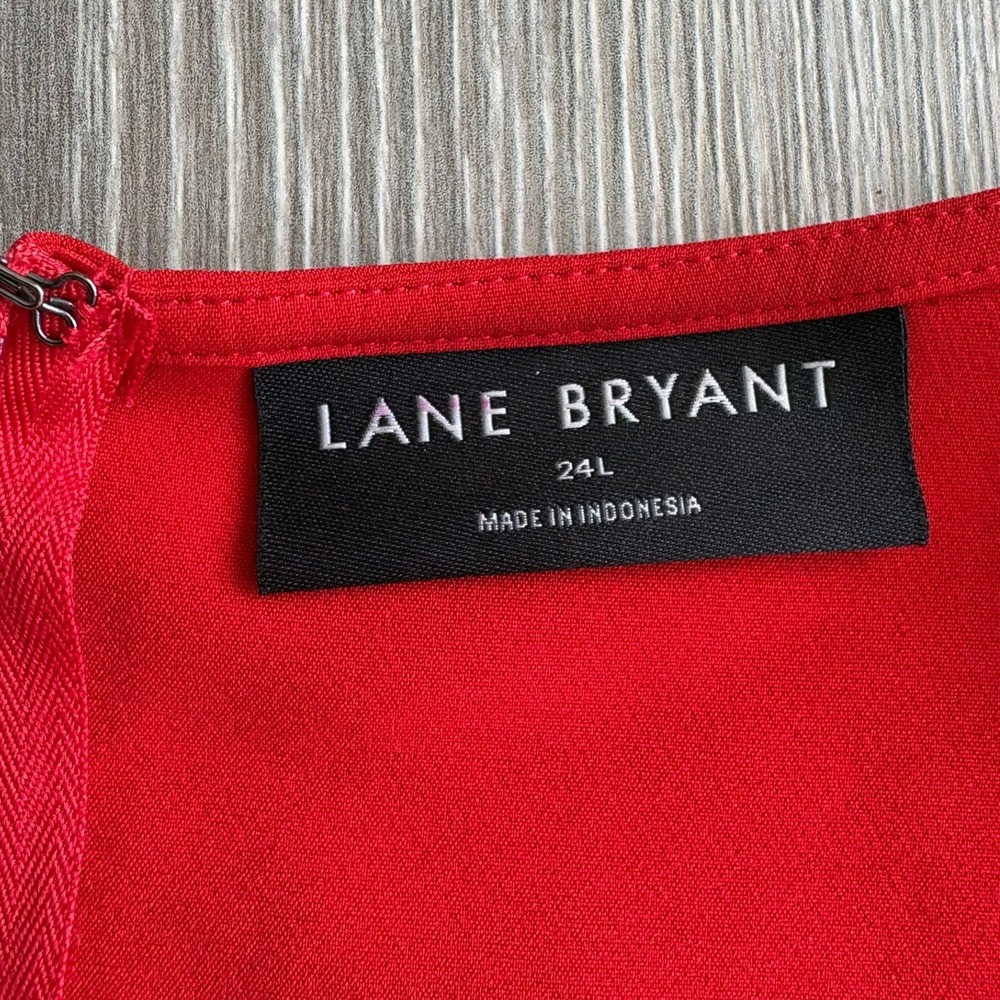 Lane Bryant Red Wide Leg Jumpsuit Short Sleeve Belted Pockets Size 24L - Picture 3 of 12